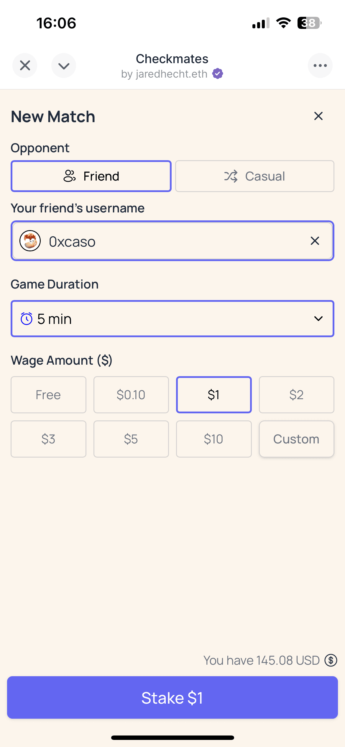 3. Checkmates New Game page