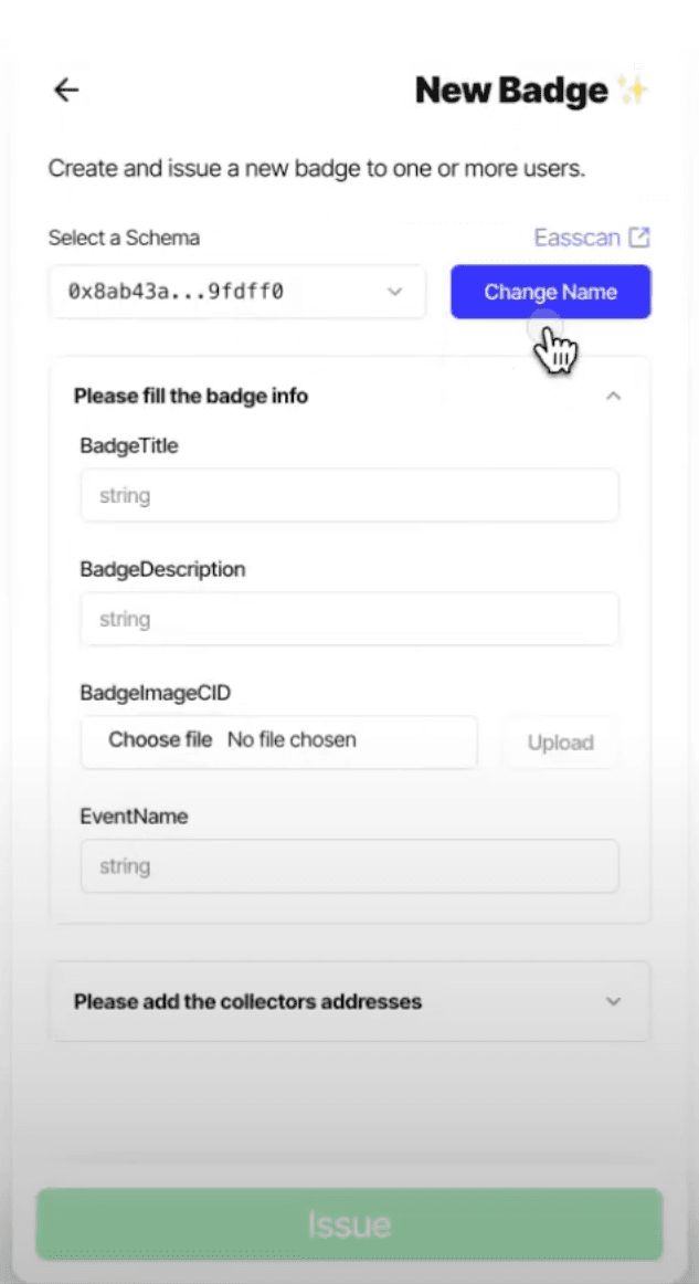 2. Issue new badge (as admin)